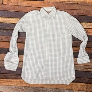 Thomas Pink Check Men's French Cuff Dress Shirt Preppy Business